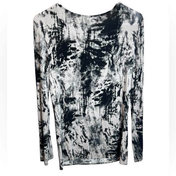 Rock & Republic Black White Tie Dye Top W Grommet Details Size Large - Picture 5 of 5
